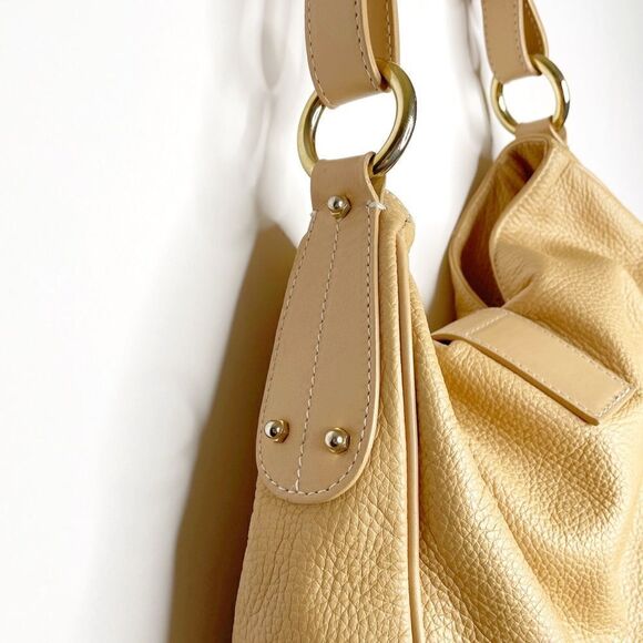 FURLA Genuine Leather Hobo Shoulder Bag Made in Italy in Light Tan - Picture 8 of 8
